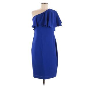 Vince Camuto One-Shoulder Ruffle Dress | Size 10P | Royal Blue | Elegant Cocktai